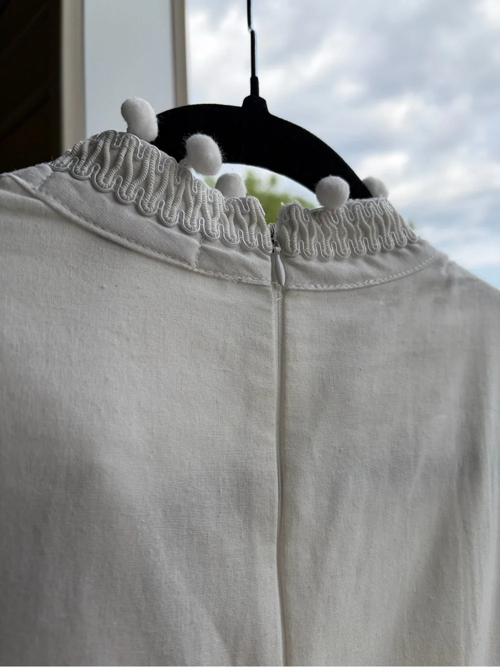 🆕🥥 Layered With Love White Pom Pom Lace Trim Mini Dress XL Boho Cottagecore - Picture 12 of 17